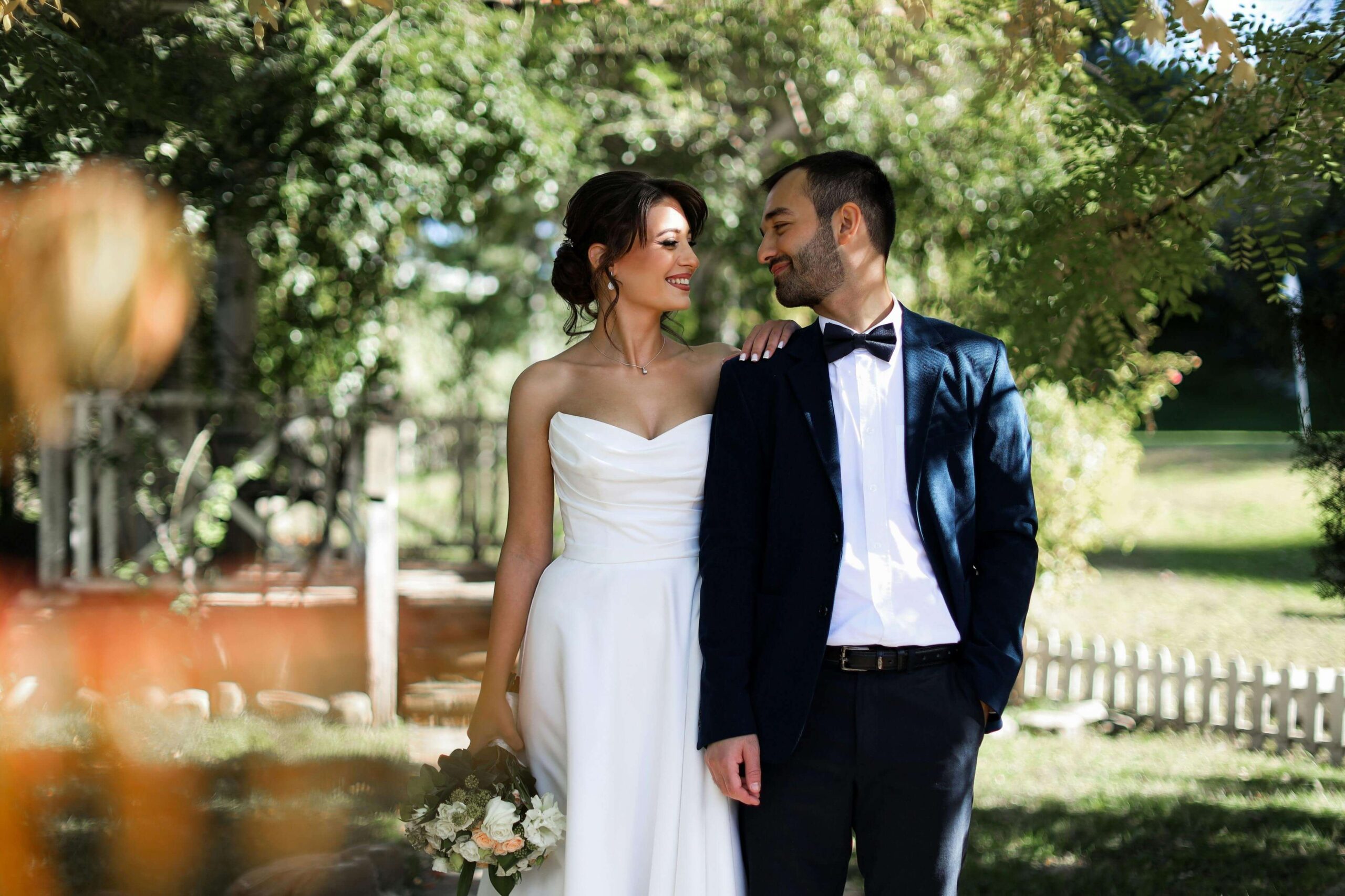 bride and groom walking at a wedding venue in sioux falls sd